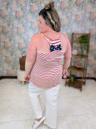 Melody Striped Tank w/Bow Back in Americana