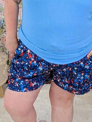 Jaymee Drawstring Lounge Shorts in Americana