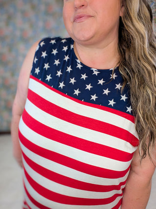 Martha Sleeveless Dress in Americana Vibes