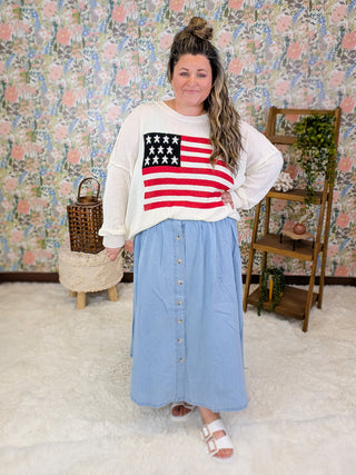 Kirby Summer Weight Flag Sweater