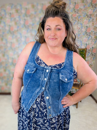 Christian Squareneck Denim Vest