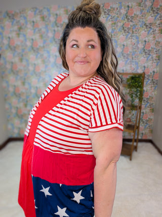 Posie Short Sleeve Americana Cardigan w/Pockets