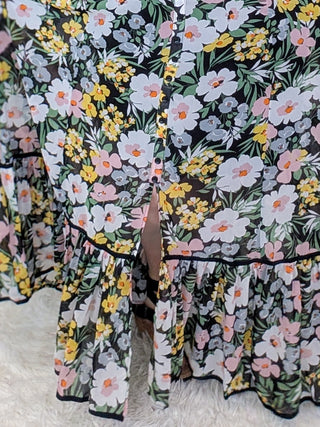 Maddie Smocked Maxi in Wildflowers on Black