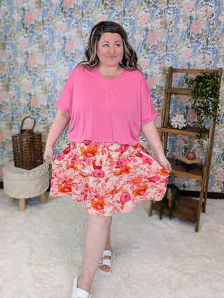 Izzy Tiered Skirt w/Shorts in Pink Mix Floral