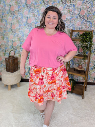 Izzy Tiered Skirt w/Shorts in Pink Mix Floral