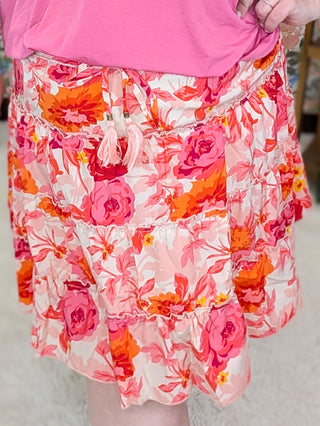 Izzy Tiered Skirt w/Shorts in Pink Mix Floral