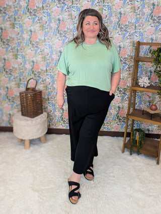 Claire Short Sleeve Mockneck in Solids