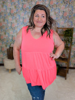 Alexa Tiered Vneck Tank in Solids