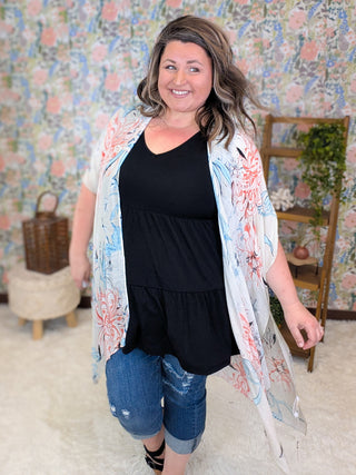 Alexa Tiered Vneck Tank in Solids