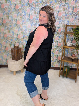 Alexa Tiered Vneck Tank in Solids