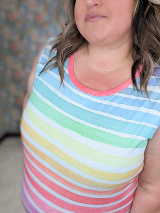 Livi Scoopneck Tank in Ombre Rainbow