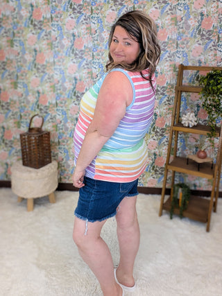 Livi Scoopneck Tank in Ombre Rainbow