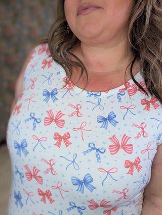 Livi Scoopneck Luxe Tank in Patriotic Cutesy Bows