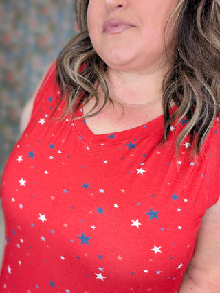 Talia Luxe Vneck Tank in Liberty Stars