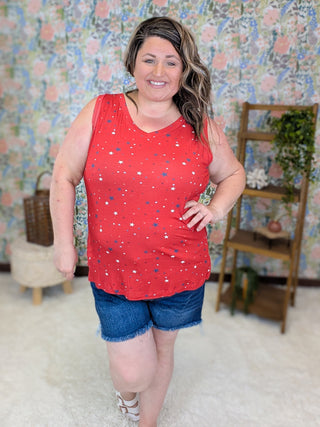 Talia Luxe Vneck Tank in Liberty Stars