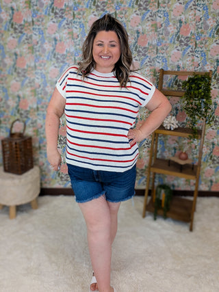 Mailee Summer Sweater in Patriotic Stripes
