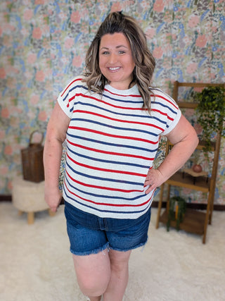 Mailee Summer Sweater in Patriotic Stripes