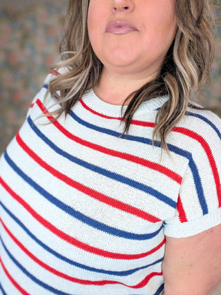 Mailee Summer Sweater in Patriotic Stripes