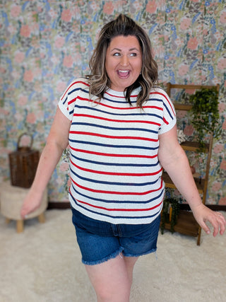 Mailee Summer Sweater in Patriotic Stripes