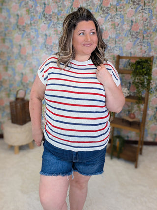 Mailee Summer Sweater in Patriotic Stripes