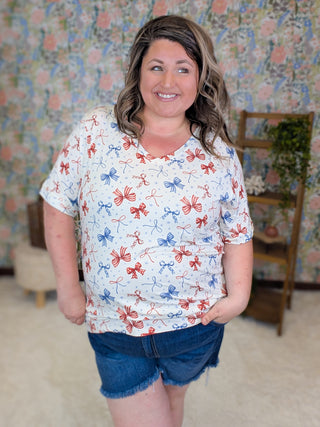 Sophie Pocket Tee in Patriotic Prints
