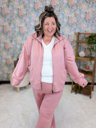 Janelle Scuba Zip Up Jacket in Mauve