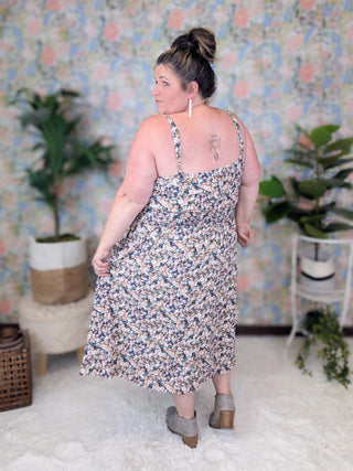 Karli Luxe Floral Midi Dress w/Adjustable Straps (4 colors)-11- Dress/Romp/Jump-MICHELLE MAE-Styled by Stacked - A Plus Size Women's Boutique in Lakeville, MN