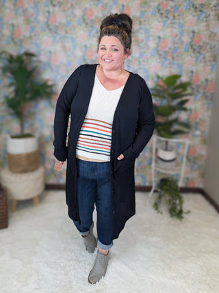 Victoria Sweater Knit Tank in Ivory Stripes-1- ShortSlv/Slvless Tops-WHITE BIRCH-Styled by Stacked - A Plus Size Women's Boutique in Lakeville, MN