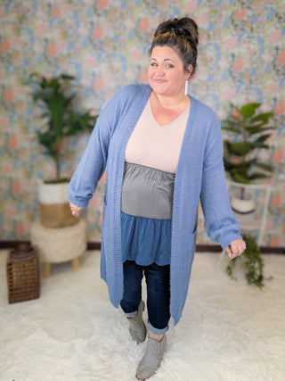 Julia Vneck Tiered Long Sleeve Colorblock Top (2 Colors)-2- Long Sleeve Tops-HEIMISH-Styled by Stacked - A Plus Size Women's Boutique in Lakeville, MN