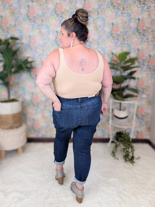 Judy Blue Adjustable Waist Darkwash Skinny-9- Bottoms Denim-Judy Blue-Styled by Stacked - A Plus Size Women's Boutique in Lakeville, MN