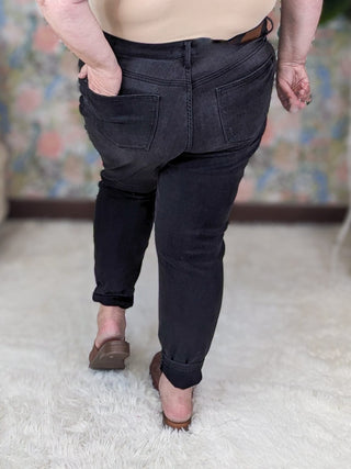 Judy Blue Tummy Control Faded Black Skinny-9- Bottoms Denim-Judy Blue-Styled by Stacked - A Plus Size Women's Boutique in Lakeville, MN