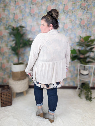 Toni Babydoll Buttondown Shirket in Brushed Waffle Knit-4- Overlayer Tops-HEIMISH-Styled by Stacked - A Plus Size Women's Boutique in Lakeville, MN