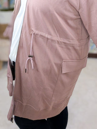 Tori Longline Scuba Knit Zip Up Jacket in Cocoa-4- Overlayer Tops-WHITE BIRCH-Styled by Stacked - A Plus Size Women's Boutique in Lakeville, MN