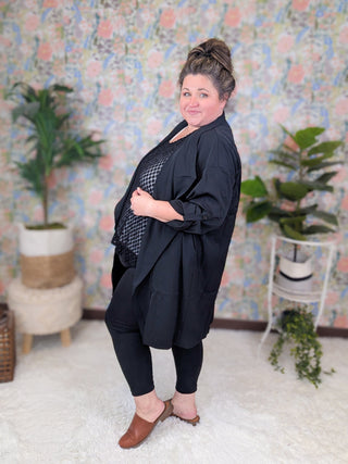 Betsy Button Sleeve Solid Oversized Cardigan (2 Colors)-4- Overlayer Tops-WHITE BIRCH-Styled by Stacked - A Plus Size Women's Boutique in Lakeville, MN