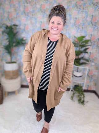 Tobi Sweater Cardigan w/Hood in Camel-4- Overlayer Tops-WHITE BIRCH-Styled by Stacked - A Plus Size Women's Boutique in Lakeville, MN