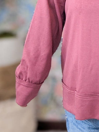 MAMA Stitched Scuba Pullover in Dark Berry-2- Long Sleeve Tops-WHITE BIRCH-Styled by Stacked - A Plus Size Women's Boutique in Lakeville, MN