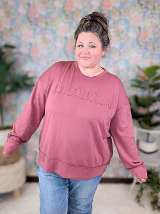 MAMA Stitched Scuba Pullover in Dark Berry-2- Long Sleeve Tops-WHITE BIRCH-Styled by Stacked - A Plus Size Women's Boutique in Lakeville, MN