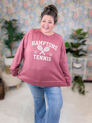 Hamptons Tennis Scuba Pullover in Dark Berry-2- Long Sleeve Tops-WHITE BIRCH-Styled by Stacked - A Plus Size Women's Boutique in Lakeville, MN