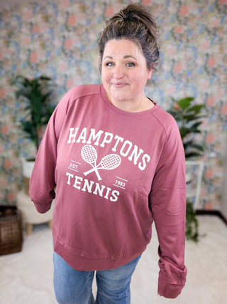 Hamptons Tennis Scuba Pullover in Dark Berry-2- Long Sleeve Tops-WHITE BIRCH-Styled by Stacked - A Plus Size Women's Boutique in Lakeville, MN