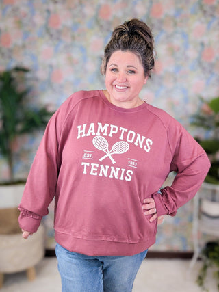Hamptons Tennis Scuba Pullover in Dark Berry-2- Long Sleeve Tops-WHITE BIRCH-Styled by Stacked - A Plus Size Women's Boutique in Lakeville, MN