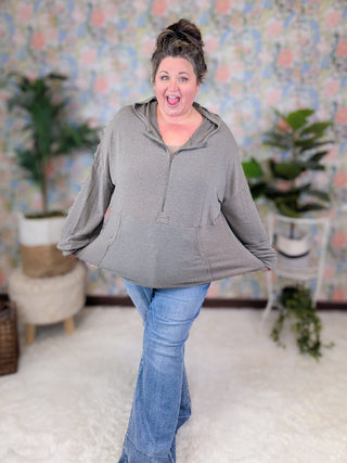 Janet Slouchy Half-Zip Lightweight Washed Hoodie (3 Colors)-2- Long Sleeve Tops-HAPTICS-Styled by Stacked - A Plus Size Women's Boutique in Lakeville, MN
