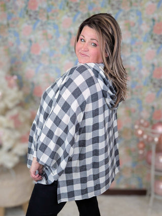 Florence Cozy Buffalo Plaid Dolman Hooded Top-3- Hooded Tops-cream and sugar-Styled by Stacked - A Plus Size Women's Boutique in Lakeville, MN