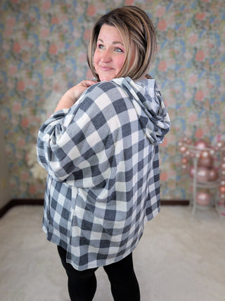 Florence Cozy Buffalo Plaid Dolman Hooded Top-3- Hooded Tops-cream and sugar-Styled by Stacked - A Plus Size Women's Boutique in Lakeville, MN