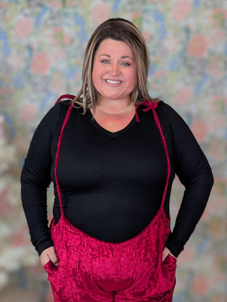 *DEAL* Dani Velour Drawstring Jumpsuit *FINAL SALE*-11- Dress/Romp/Jump-with love molly-Styled by Stacked - A Plus Size Women's Boutique in Lakeville, MN