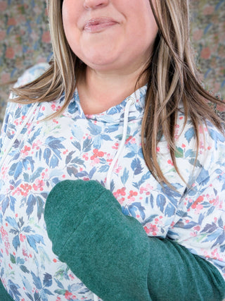 PHC Triple Stretch Pullover Hoodie in Xmas Berry + Evergreen-3- Hooded Tops-MICHELLE MAE-Styled by Stacked - A Plus Size Women's Boutique in Lakeville, MN