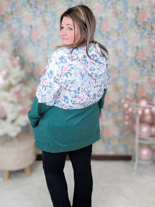 PHC Triple Stretch Pullover Hoodie in Xmas Berry + Evergreen-3- Hooded Tops-MICHELLE MAE-Styled by Stacked - A Plus Size Women's Boutique in Lakeville, MN