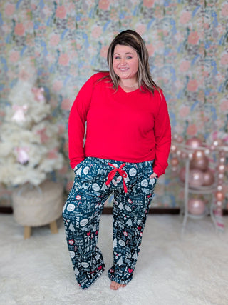 Adley Holiday PJ Set in Evergreen-8- Legging/Lounge/Bralette-MICHELLE MAE-Styled by Stacked - A Plus Size Women's Boutique in Lakeville, MN