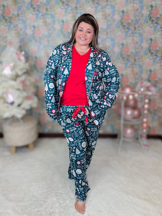 Adley Holiday PJ Set in Evergreen-8- Legging/Lounge/Bralette-MICHELLE MAE-Styled by Stacked - A Plus Size Women's Boutique in Lakeville, MN