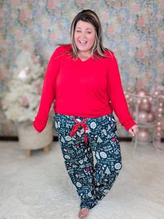 Adley Holiday PJ Set in Evergreen-8- Legging/Lounge/Bralette-MICHELLE MAE-Styled by Stacked - A Plus Size Women's Boutique in Lakeville, MN