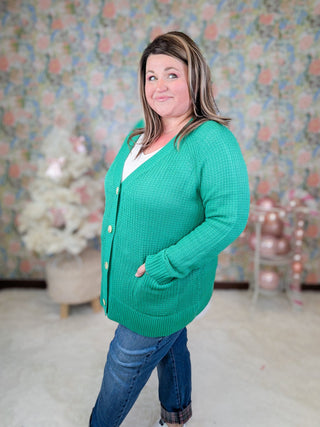 Joanna Slouchy Patch Pocket Grandpa Cardigan in Green-4- Overlayer Tops-WHITE BIRCH-Styled by Stacked - A Plus Size Women's Boutique in Lakeville, MN